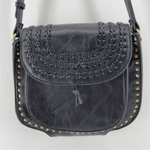 Antik Kraft Cheyenne Black Faux Leather Studded Western Crossbody - Picture 1 of 8